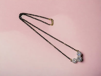 Gold Plated AD Mangalsutra with Black Beads