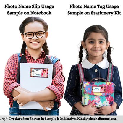 Kids Photo Name Slips & Tags | Pack of 63 | 36 Name Slips & 27 Tags