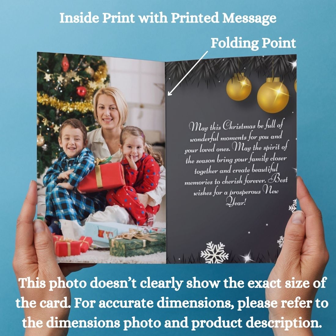 Christmas Photo Greeting Card with Inside Custom Text