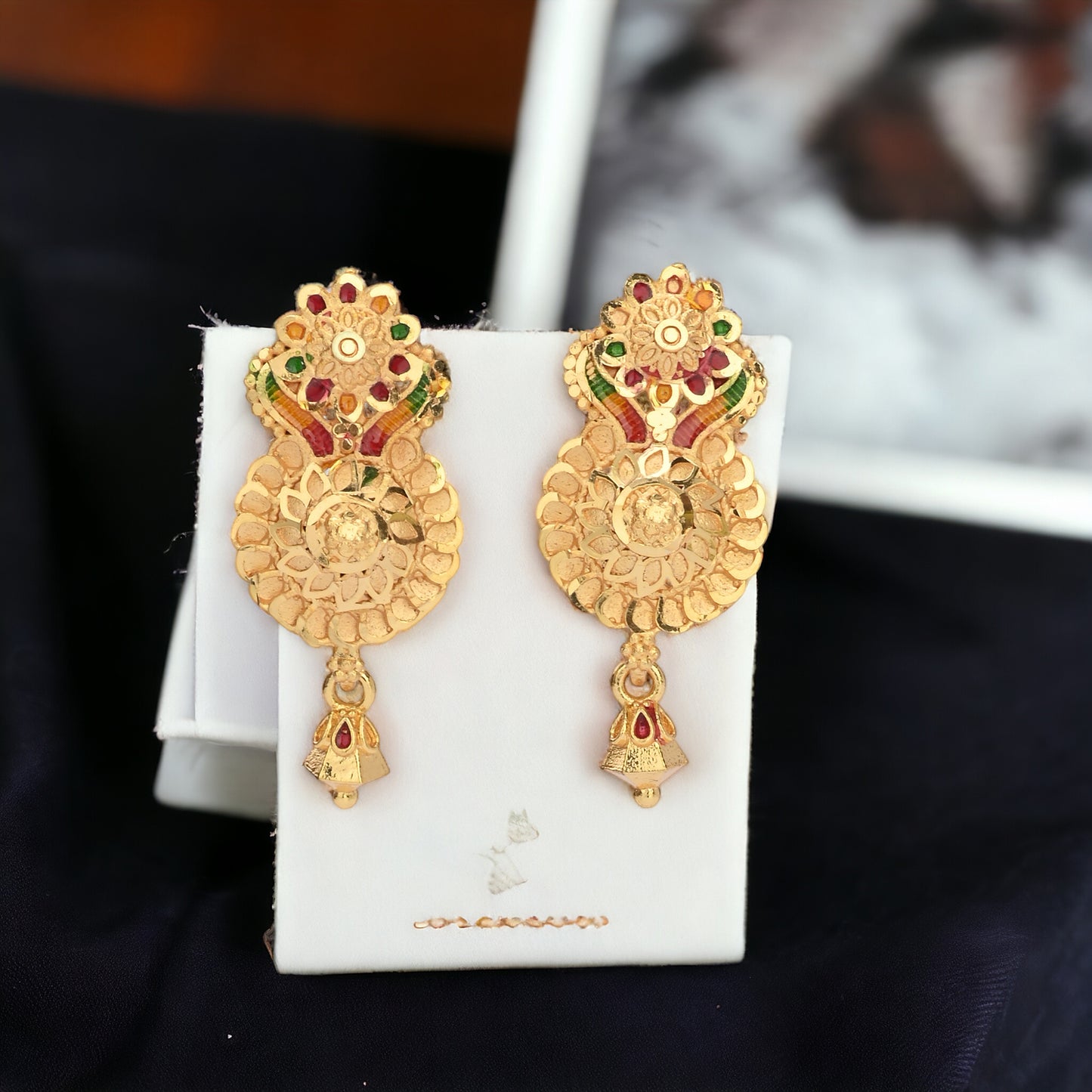 Gold Plated Meena Earrings Set