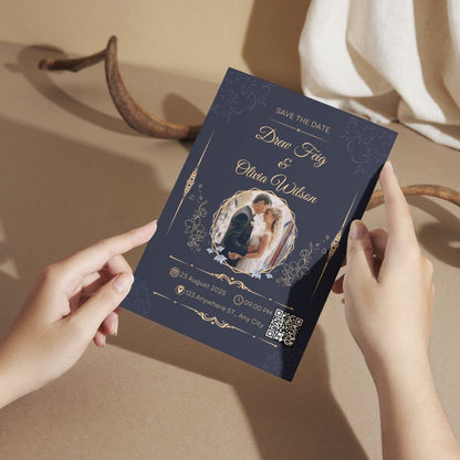 Wedding Invitation Card with Couple Photo | Customised Pack of 12 | One side Printed | Envelopes Included