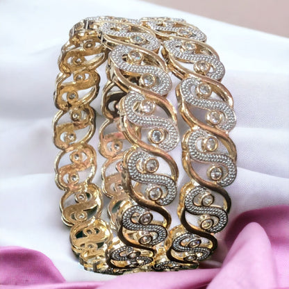 Gold Plated AD Kada Bangles Pair