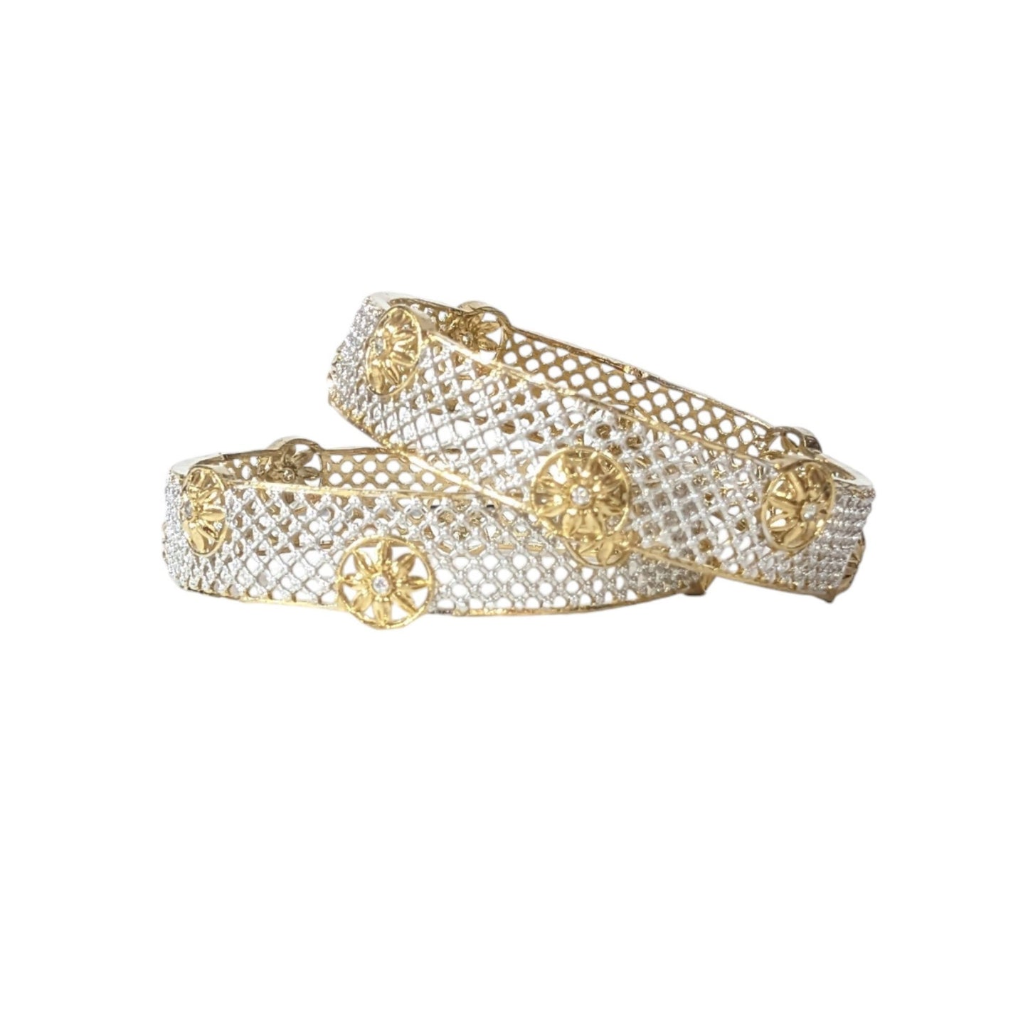 Gold Plated AD Kada Bangles Pair