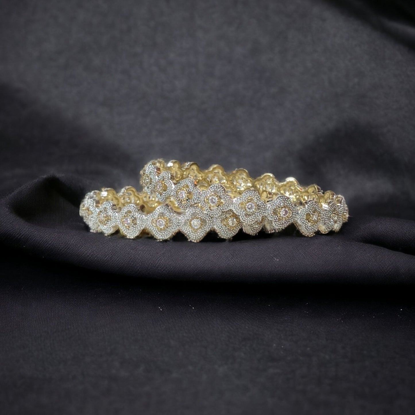 Gold Plated AD Kada Bangles Pair