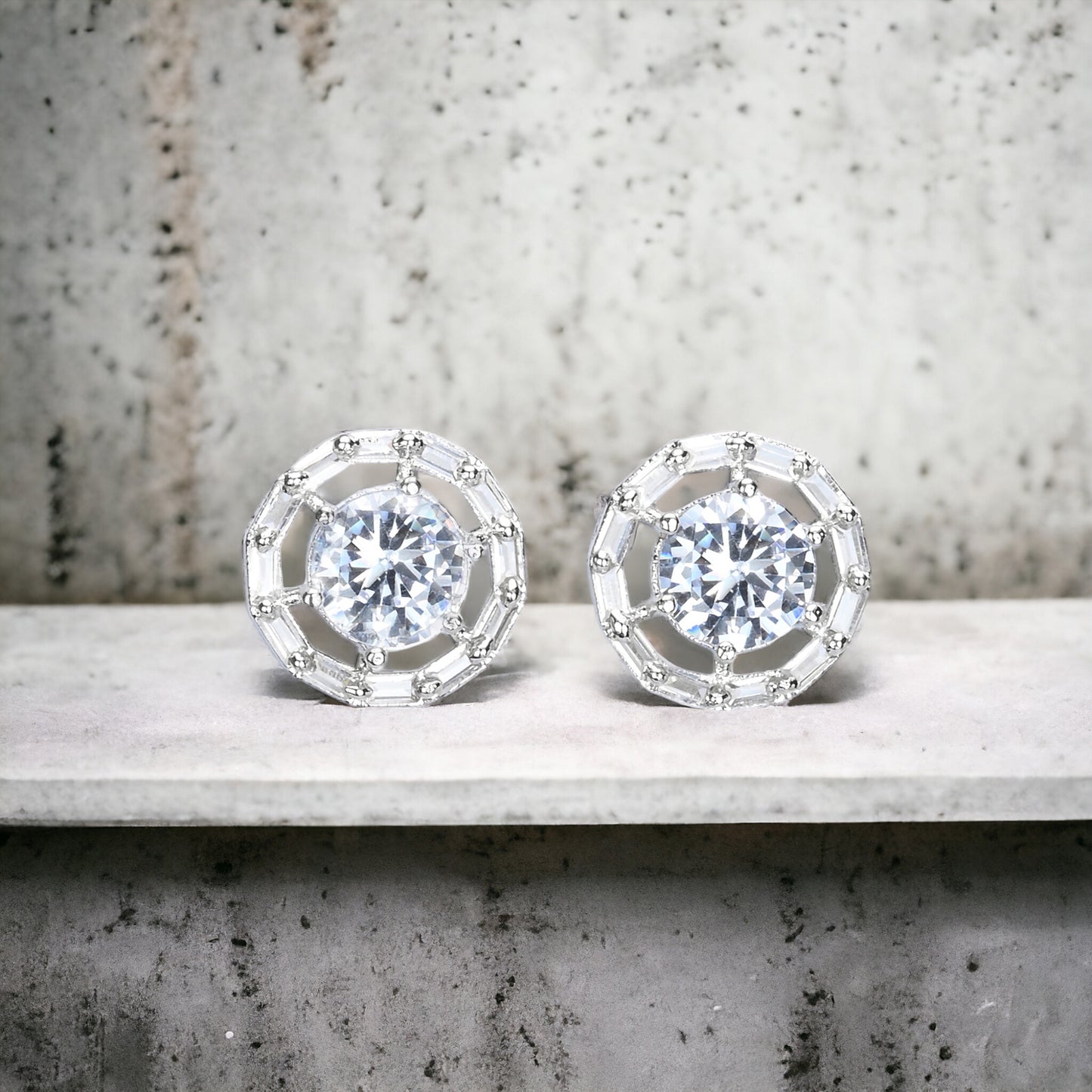 Silver Plated AD Earrings Set