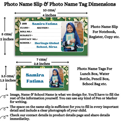 Kids Photo Name Slips & Tags | Pack of 63 | 36 Name Slips & 27 Tags