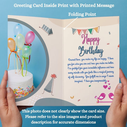 Photo Greeting Card with for Wife Girlfriend | Preprinted Inside Message