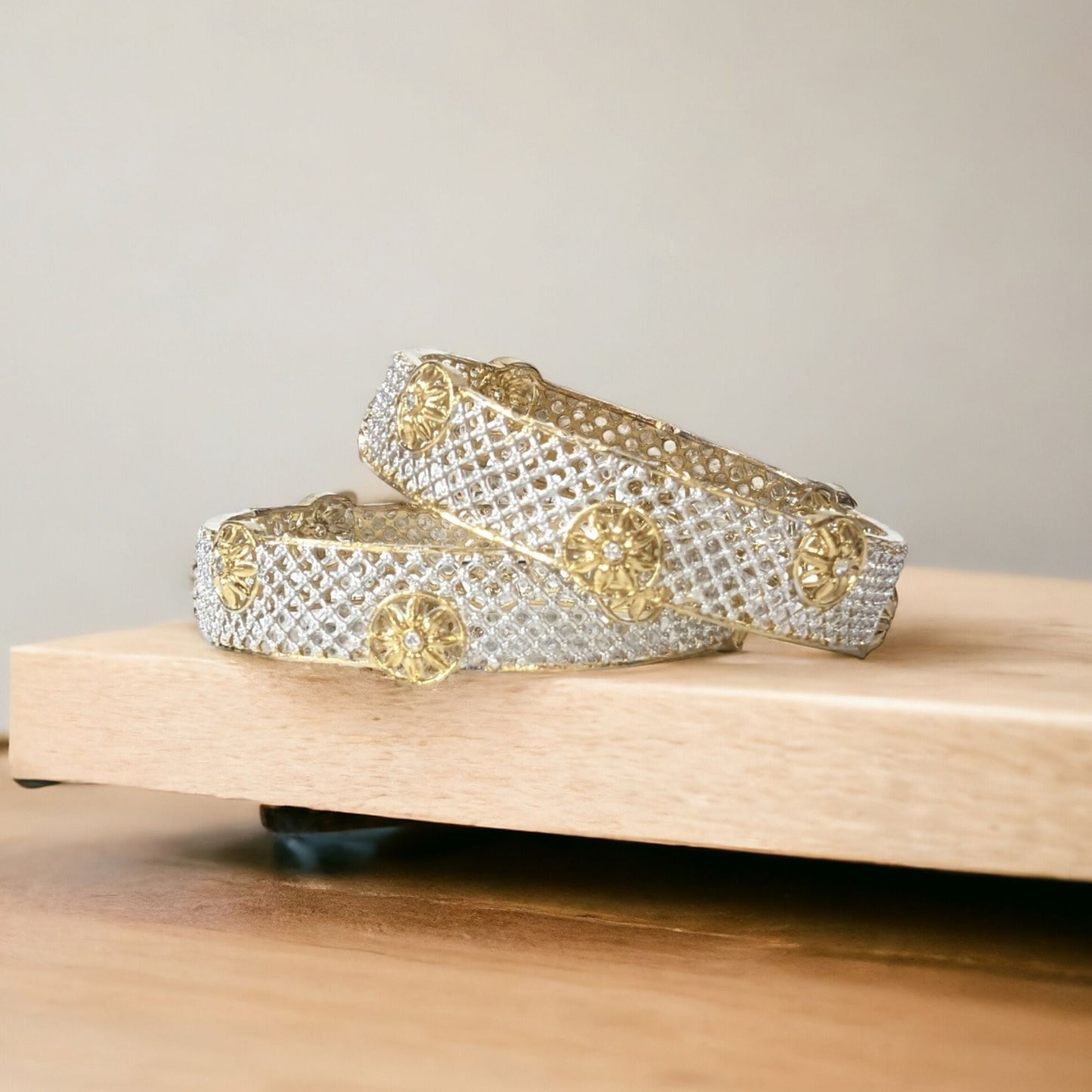 Gold Plated AD Kada Bangles Pair