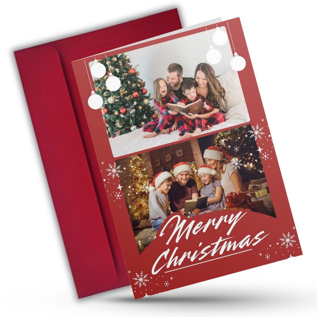 Christmas Photo Greeting Card with Inside Custom Text