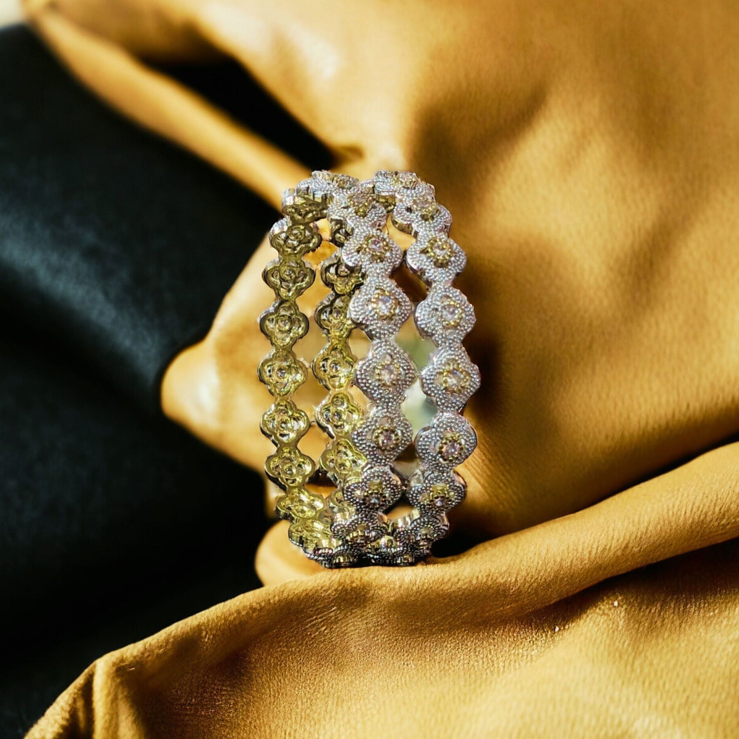 Gold Plated AD Kada Bangles Pair