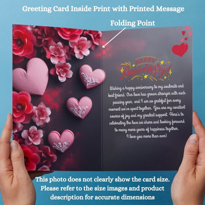 Customised Wedding Anniversary Greeting Card with Photos | Preprinted Inside Message