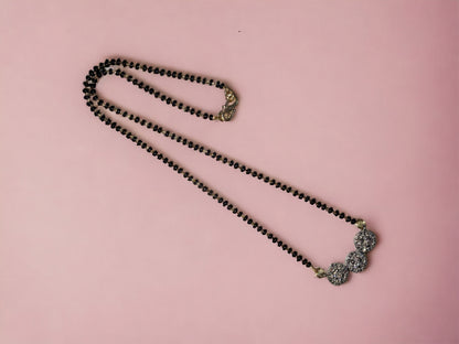 Gold Plated AD Mangalsutra with Black Beads