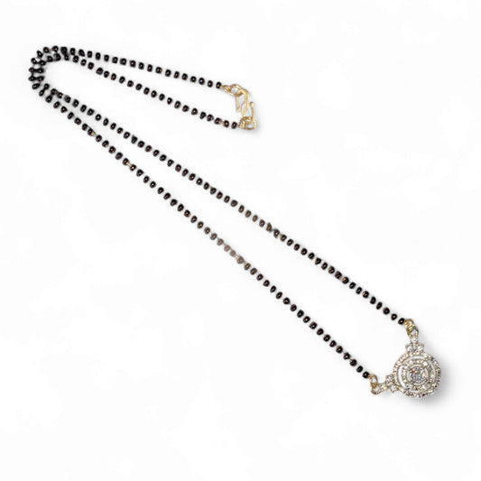 Gold Plated AD Mangalsutra with Black Beads