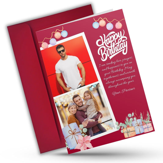 Photo Greeting Card with for Husband Hubby Boyfirend | Preprinted Inside Message