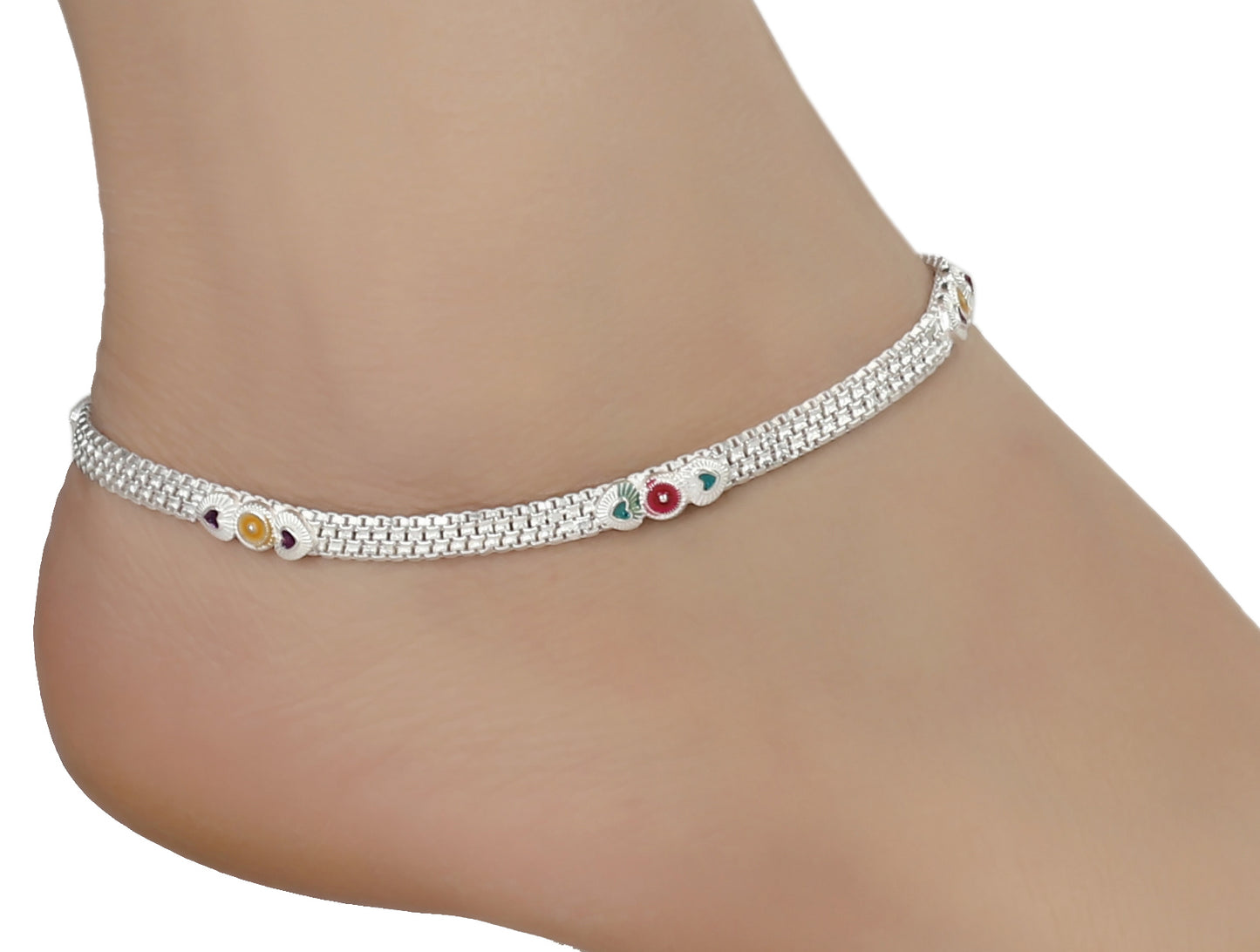 Silver Plated Anklets & 22 inch Gold Plated Chain