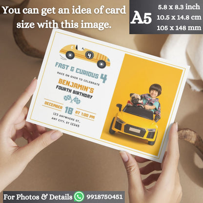 Custom Birthday Invitation Card for Kids with Envelopes | Pack of 12 | One side Printed