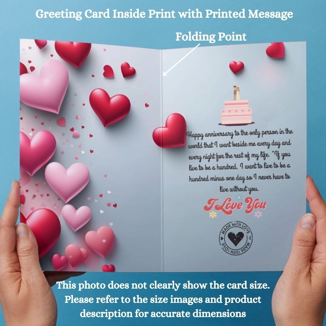 Customised Wedding Anniversary Greeting Card with Photos | Preprinted Inside Message