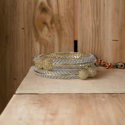 Gold Plated AD Kada Bangles Pair