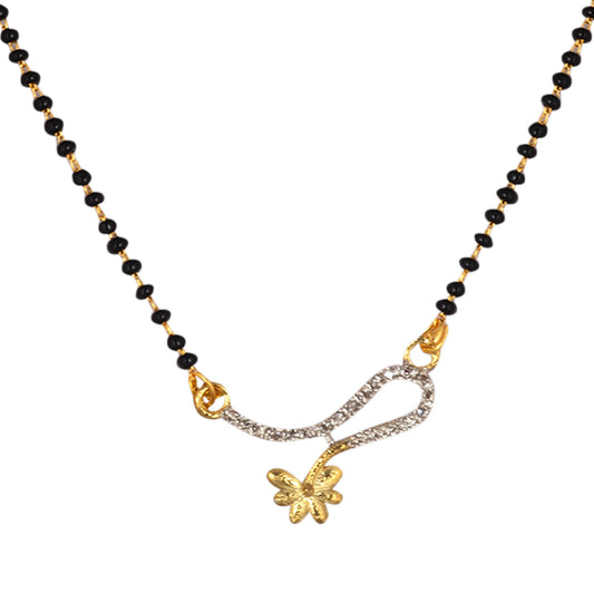 Gold Plated AD Mangalsutra with Black Beads