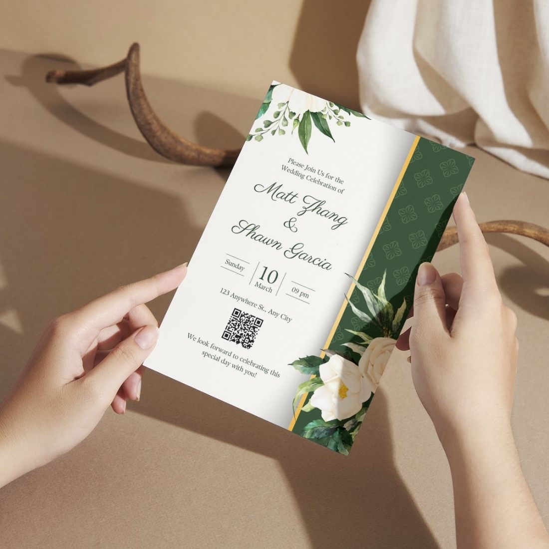 Wedding Invitation Cards with Envelopes | Customised Pack of 12 | One side Printed