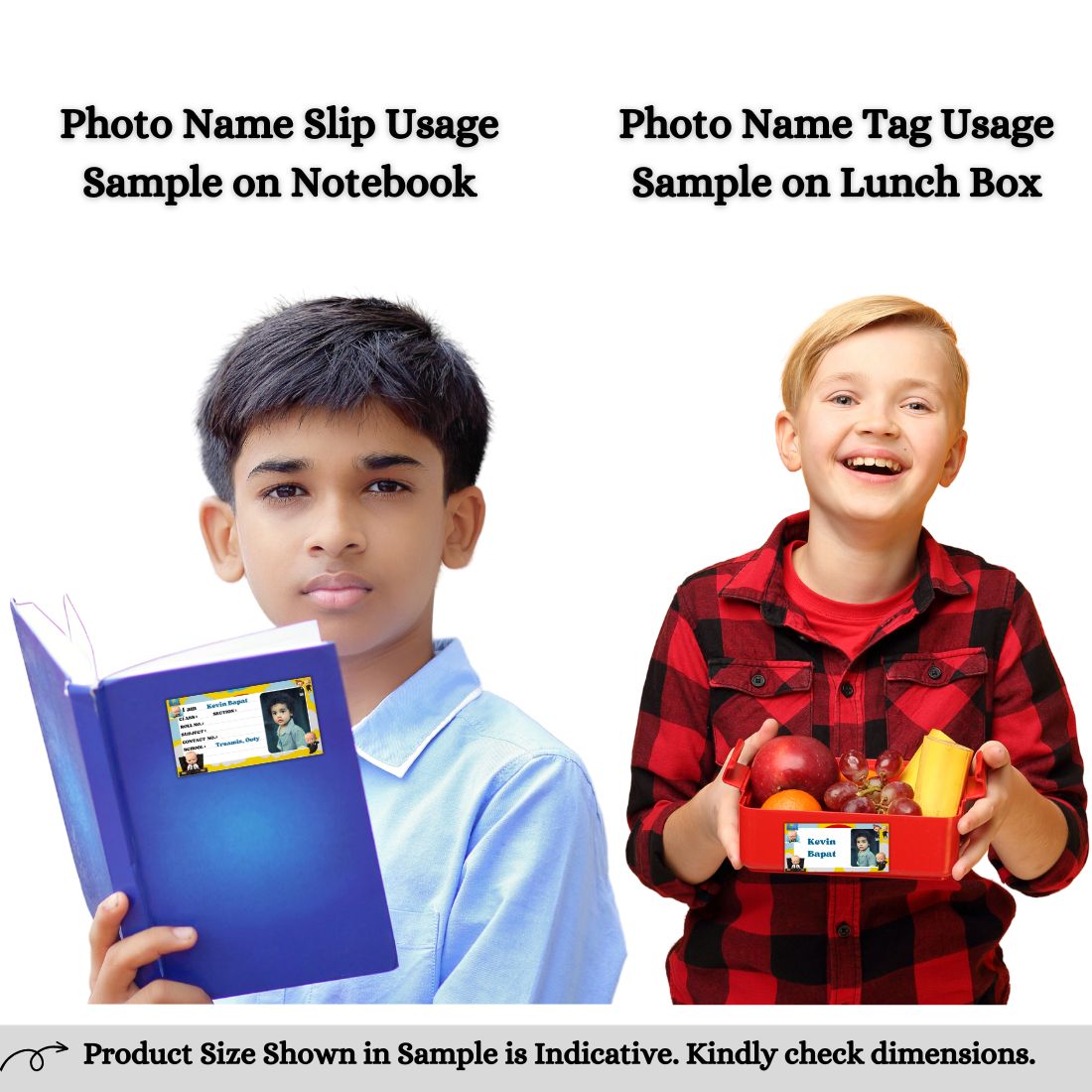Kids Photo Name Slips & Tags | Pack of 63 | 36 Name Slips & 27 Tags