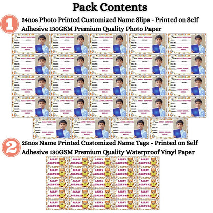 Kids Photo Name Slips & Tags | Pack of 49 | 24 Name Slips & 25 Tags