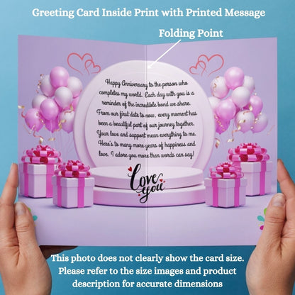 Customised Wedding Anniversary Greeting Card with Photos | Preprinted Inside Message