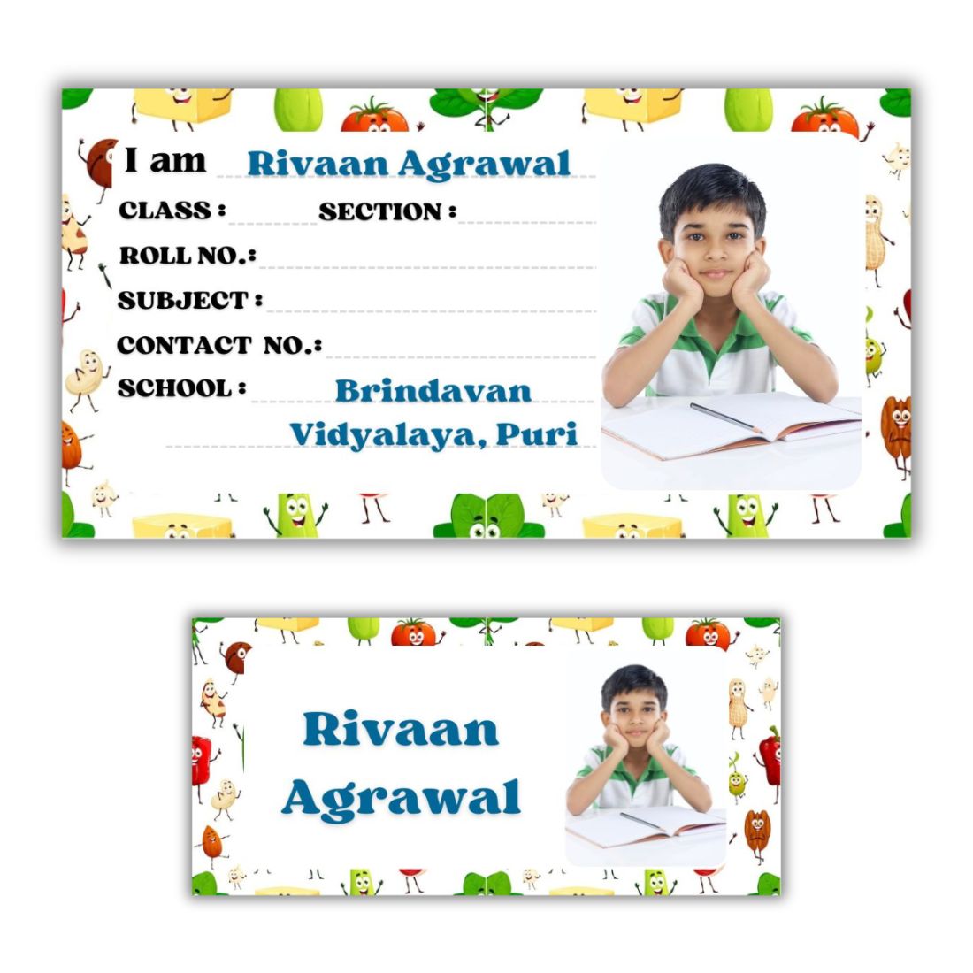 Kids Photo Name Slips & Tags | Pack of 63 | 36 Name Slips & 27 Tags