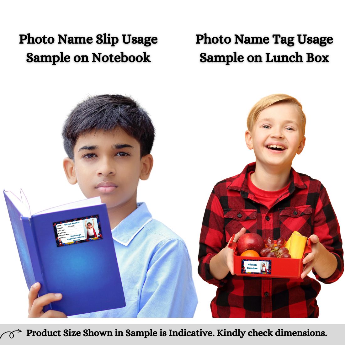 Kids Photo Name Slips & Tags | Pack of 63 | 36 Name Slips & 27 Tags