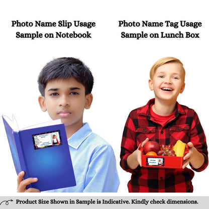 Kids Photo Name Slips & Tags | Pack of 63 | 36 Name Slips & 27 Tags
