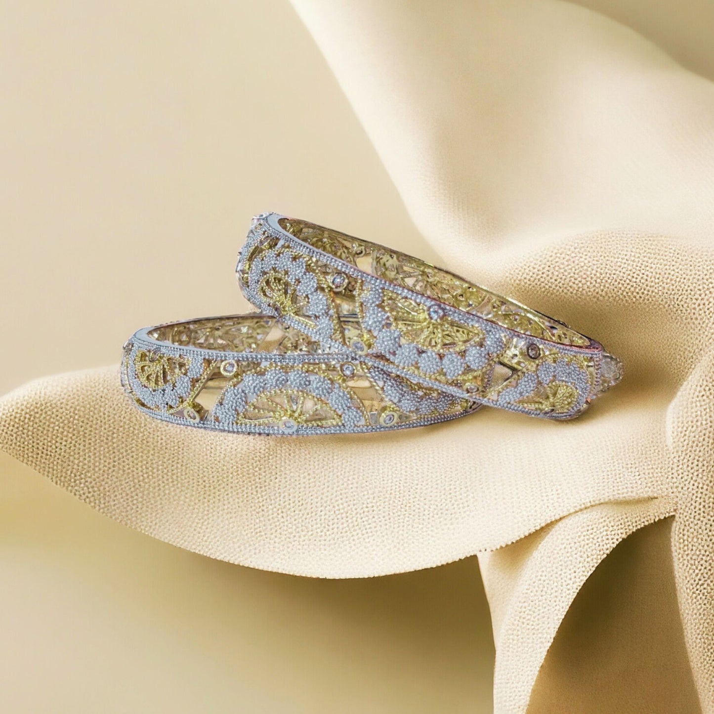 Gold Plated AD Kada Bangles Pair