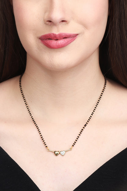 Gold Plated AD Mangalsutra with Black Beads