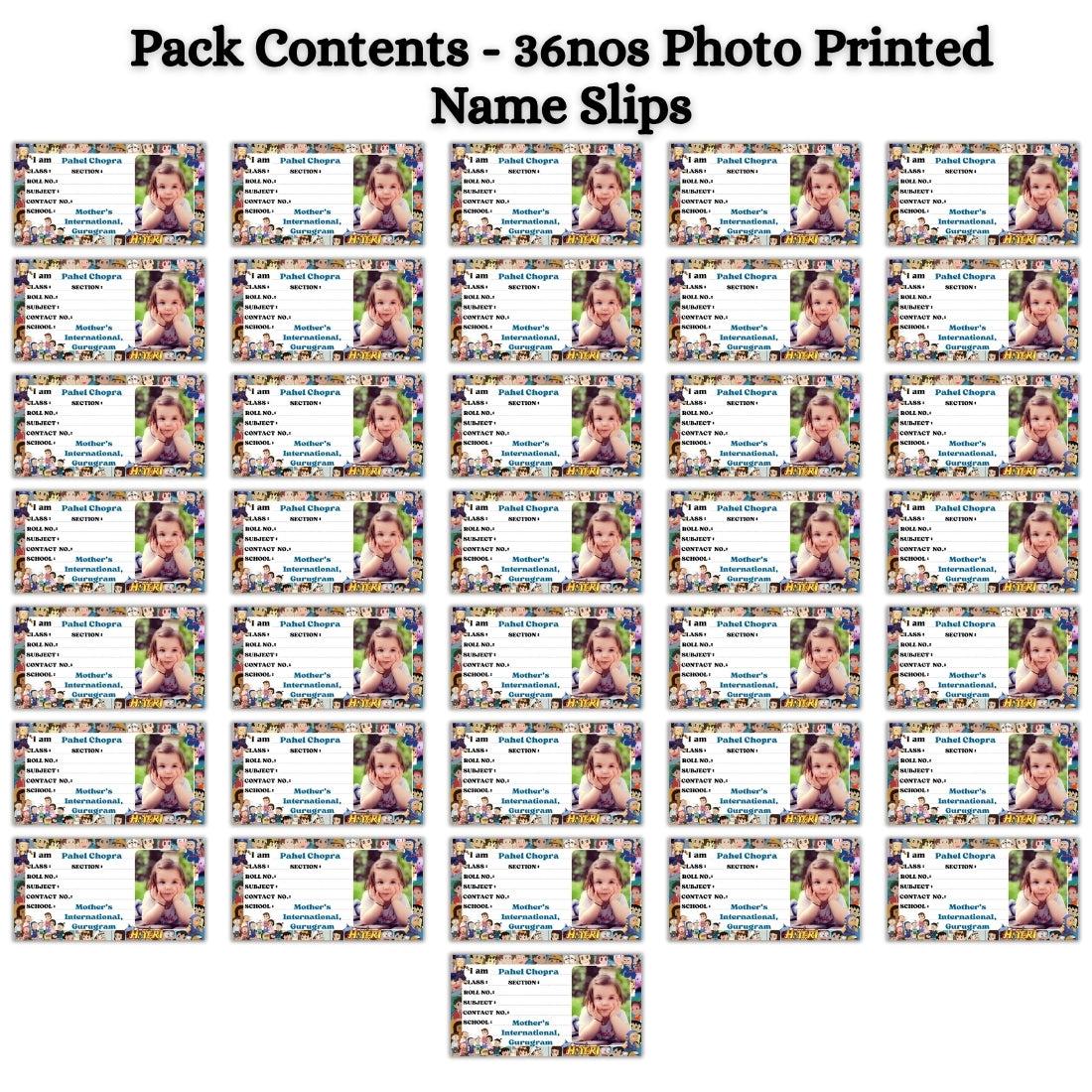 Kids Photo Name Slips Pack of 36