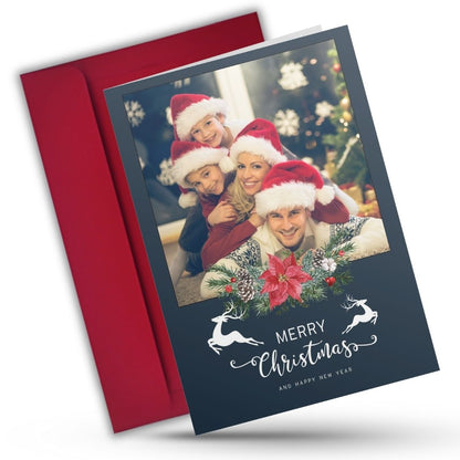 Christmas Photo Greeting Card with Inside Custom Text