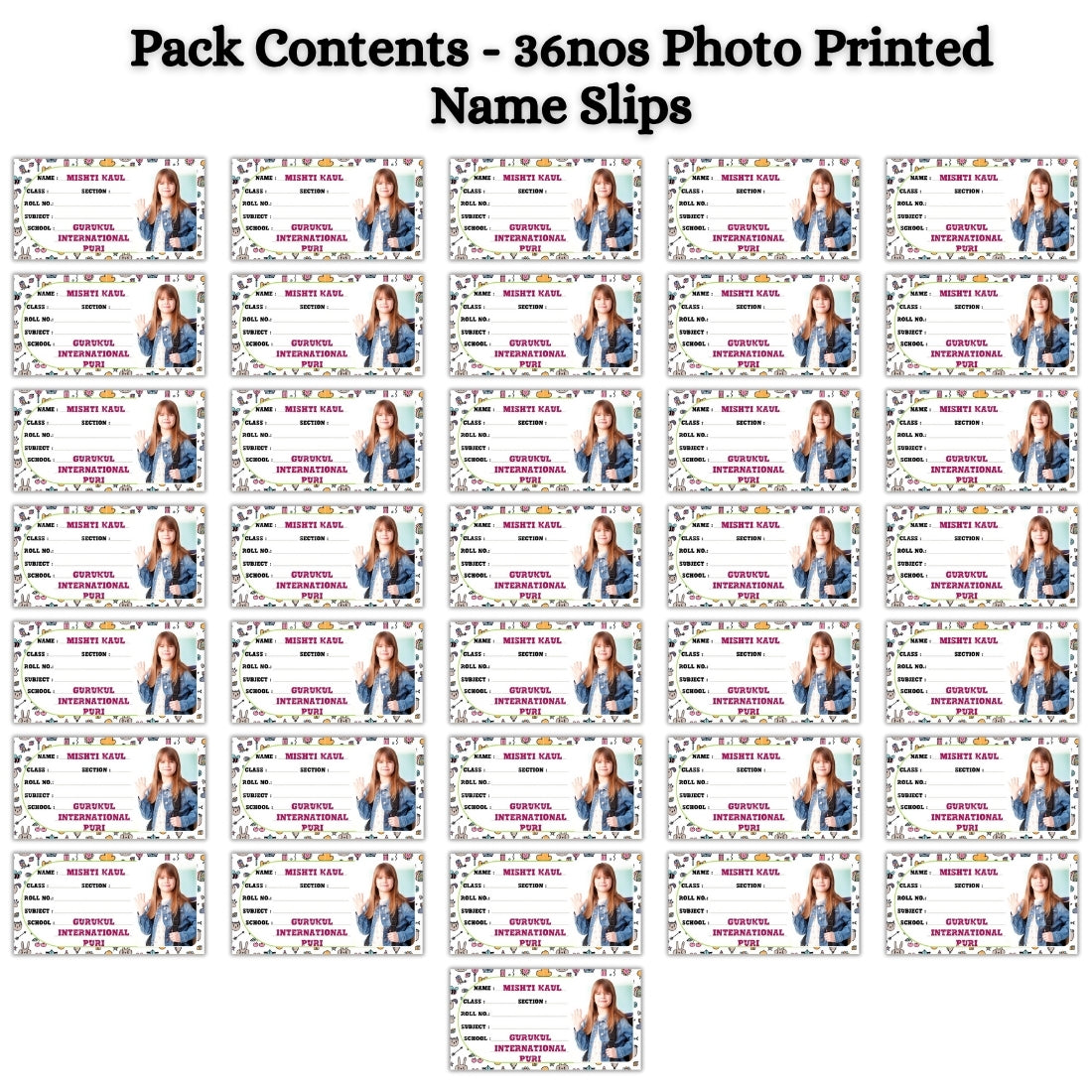 Kids Photo Name Slips Pack of 36
