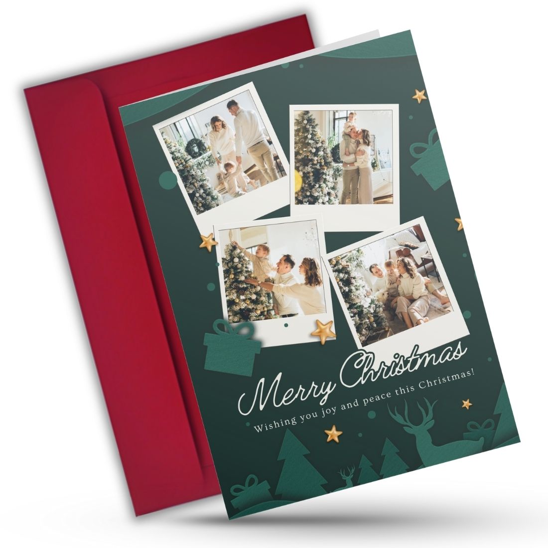 Christmas Photo Greeting Card with Inside Custom Text