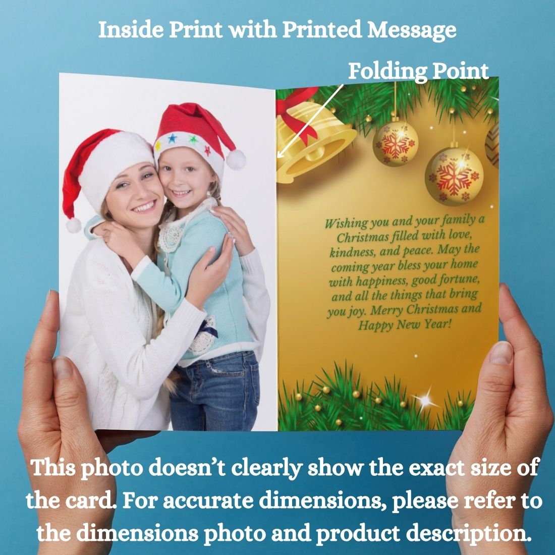 Christmas Photo Greeting Card with Inside Custom Text