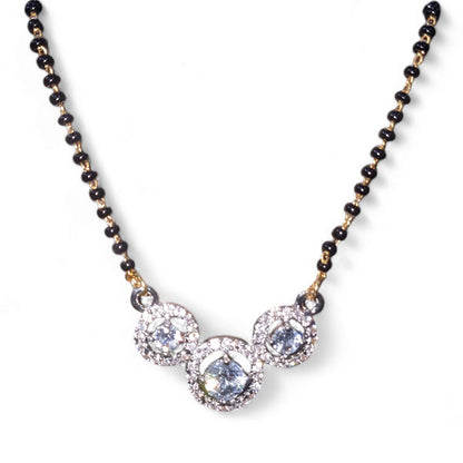 Gold Plated AD Mangalsutra with Black Beads