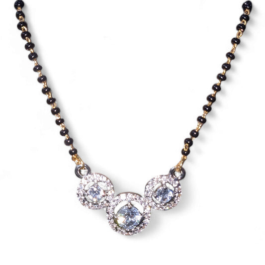 Gold Plated AD Mangalsutra with Black Beads