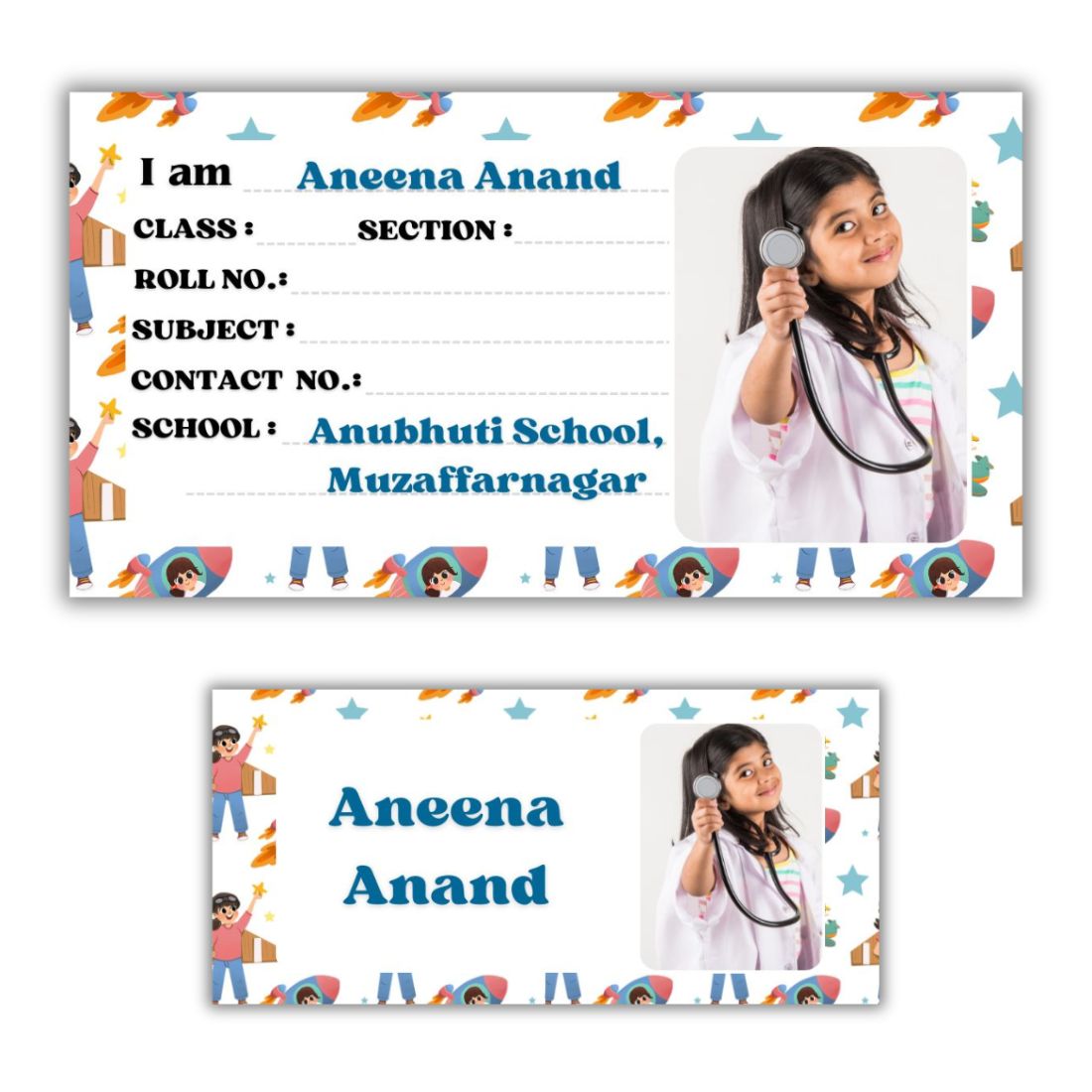 Kids Photo Name Slips & Tags | Pack of 63 | 36 Name Slips & 27 Tags