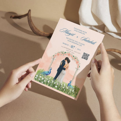 Wedding Invitation Cards with Envelopes | Customised Pack of 12 | One side Printed