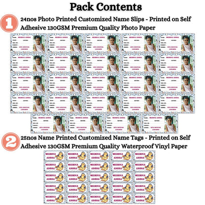 Kids Photo Name Slips & Tags | Pack of 49 | 24 Name Slips & 25 Tags