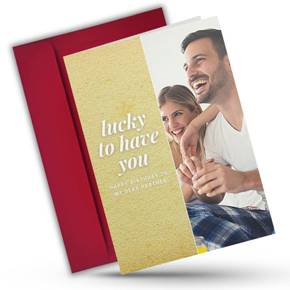 Photo Greeting Card with for Husband Hubby Boyfirend | Preprinted Inside Message