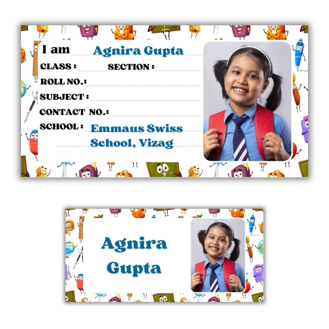 Kids Photo Name Slips & Tags | Pack of 63 | 36 Name Slips & 27 Tags