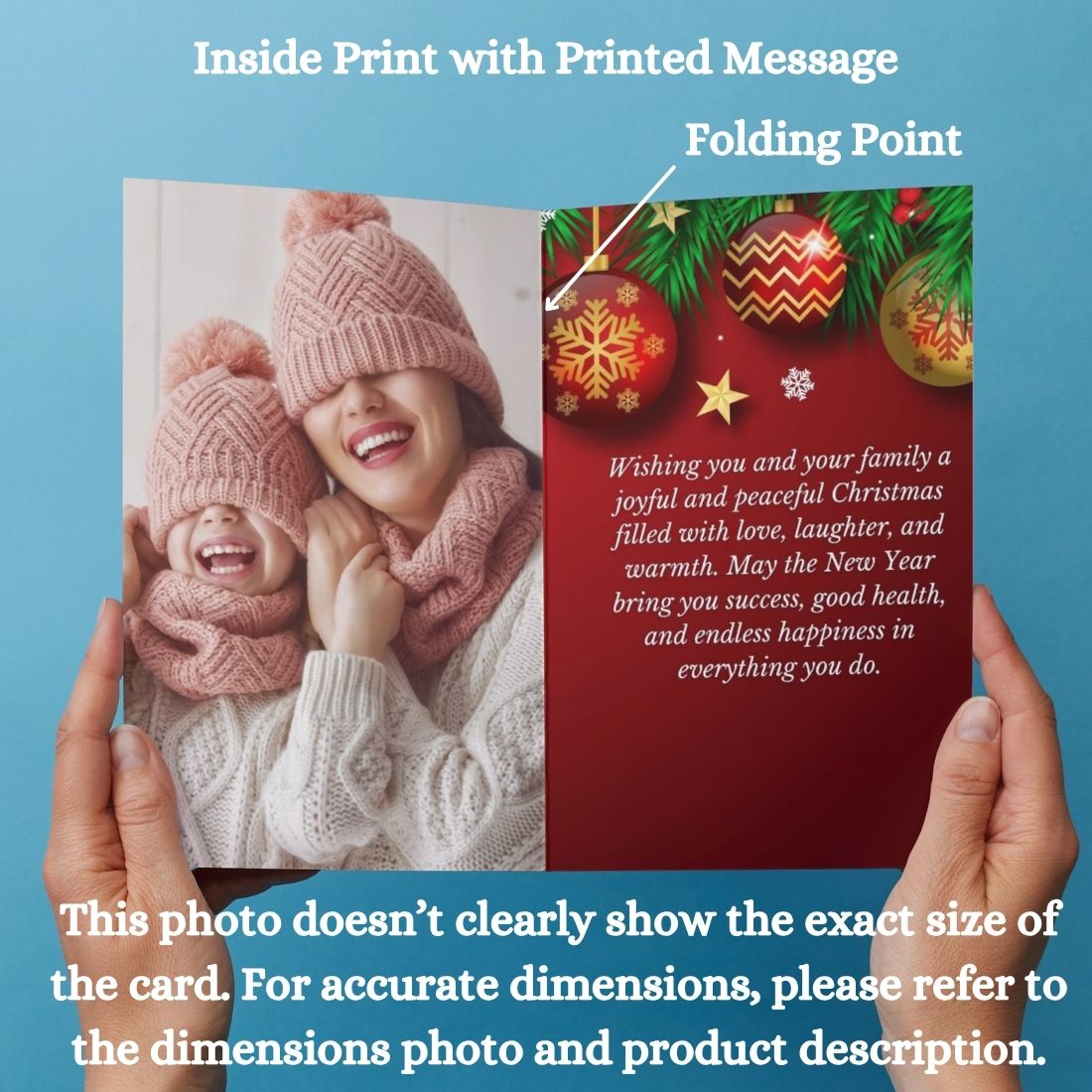 Christmas Photo Greeting Card with Inside Custom Text