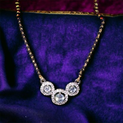 Gold Plated AD Mangalsutra with Black Beads