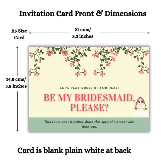 Bridesmaid Proposal Invitation Cards 5.8x8.3inch | Wedding Invite