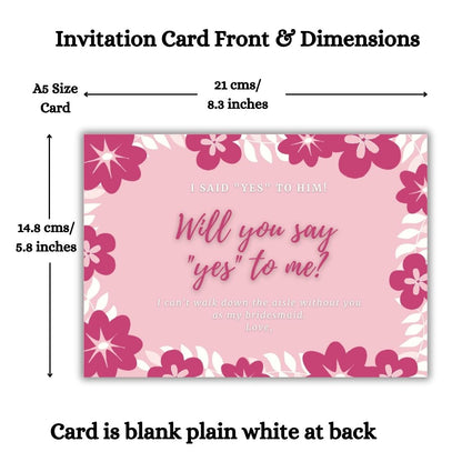 Bridesmaid Proposal Invitation Cards 5.8x8.3inch | Wedding Invite