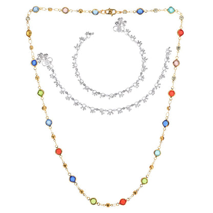 Silver Plated Anklets & 22 inch Gold Plated Chain