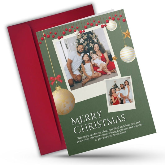 Christmas Photo Greeting Card with Inside Custom Text